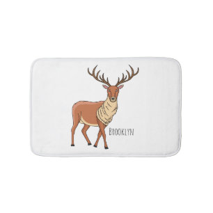 Reindeer cartoon illustration bath mat