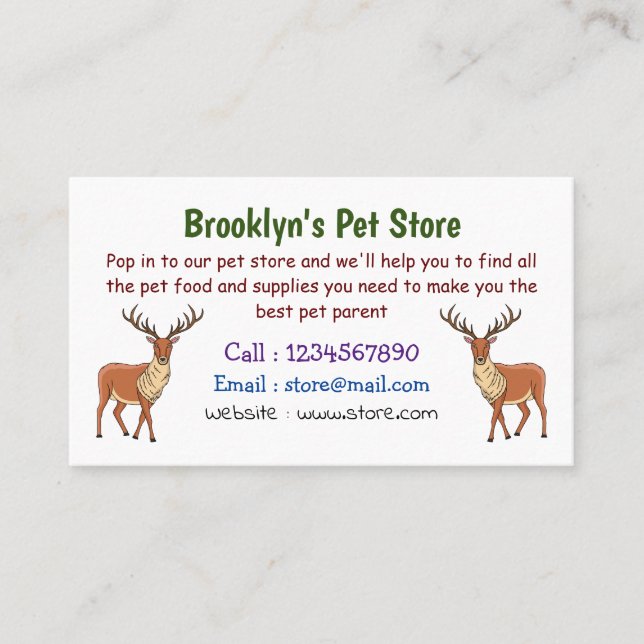 Reindeer cartoon illustration business card (Front)