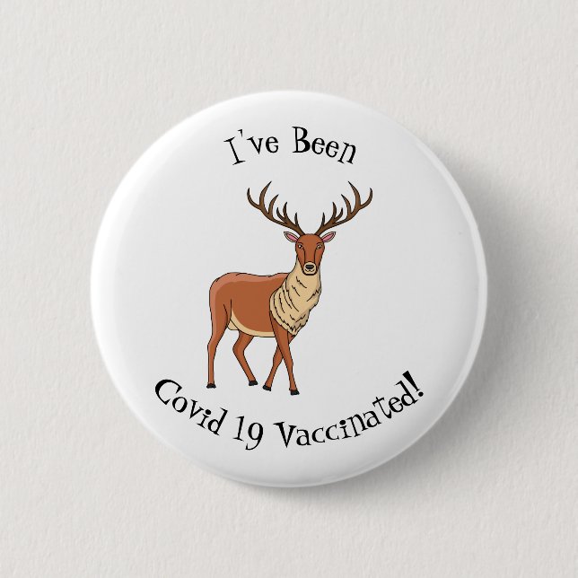 Reindeer cartoon illustration button (Front)