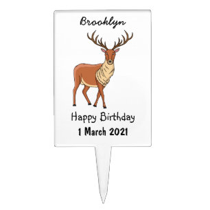 Reindeer cartoon illustration cake topper