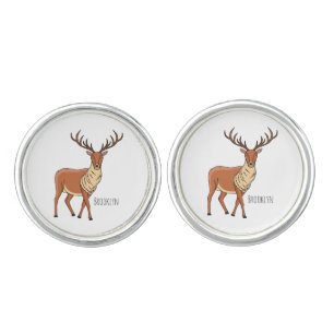 Reindeer cartoon illustration cufflinks