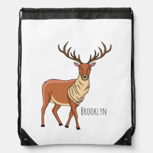 Reindeer cartoon illustration drawstring bag