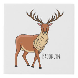 Reindeer cartoon illustration faux canvas print
