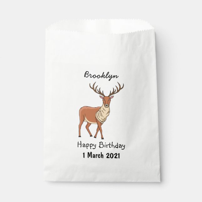 Reindeer cartoon illustration favor bag (Front)