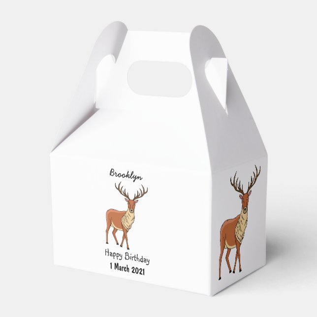 Reindeer cartoon illustration  favor boxes (Front Side)