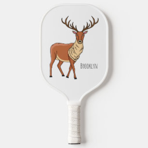 Reindeer cartoon illustration pickleball paddle