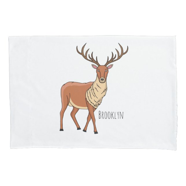 Reindeer cartoon illustration pillow case (Front)