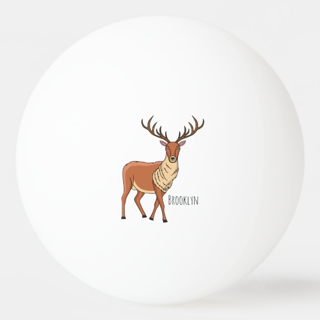 Reindeer cartoon illustration ping pong ball (Front)