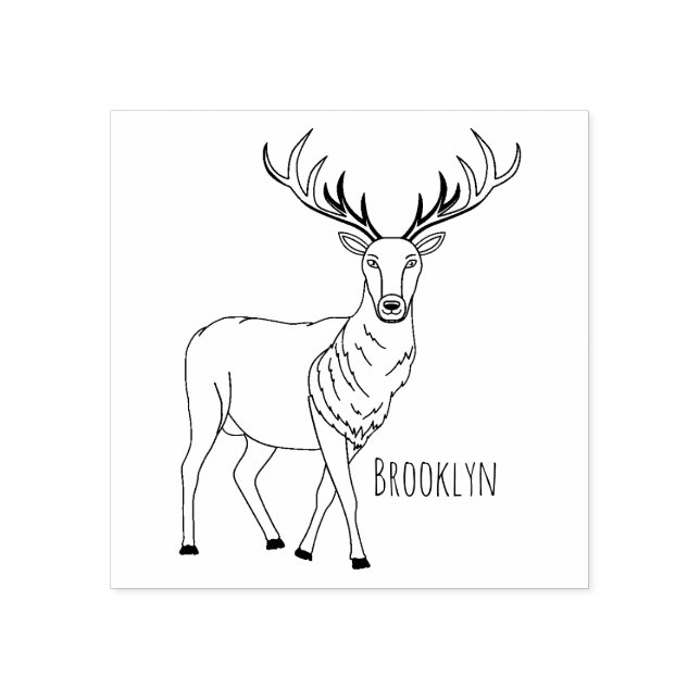 Reindeer cartoon illustration rubber stamp (Imprint)