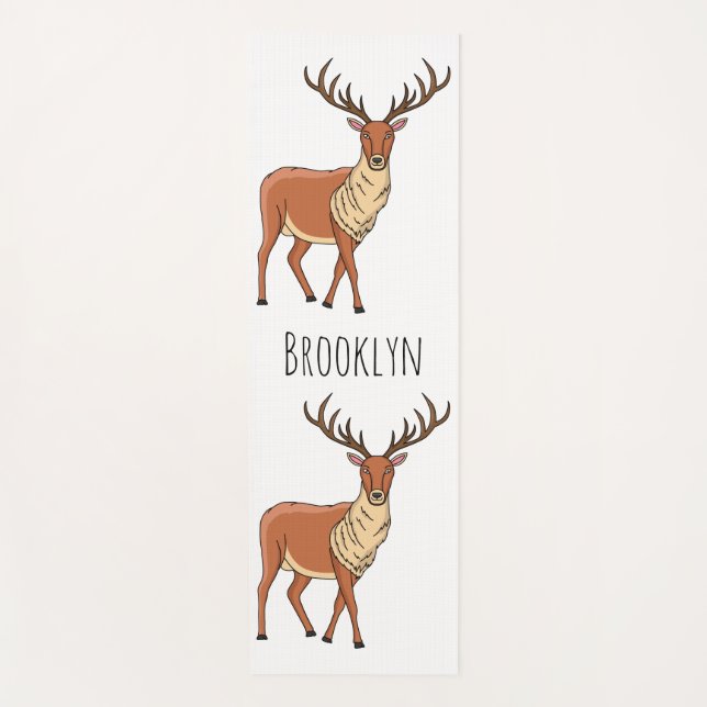 Reindeer cartoon illustration yoga mat (Front)