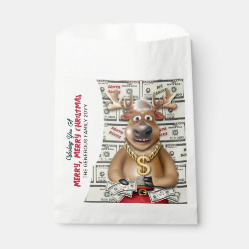 Reindeer Cash Santa Bucks Christmas Lottery Ticket Favor Bag