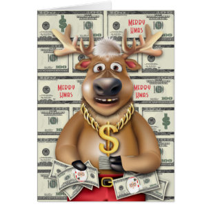 Reindeer Cash Santa Bucks Funny Money Holiday Cards