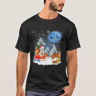 Reindeer Cat Santa Christmas Light Cat Mom Cat Dad T-Shirt