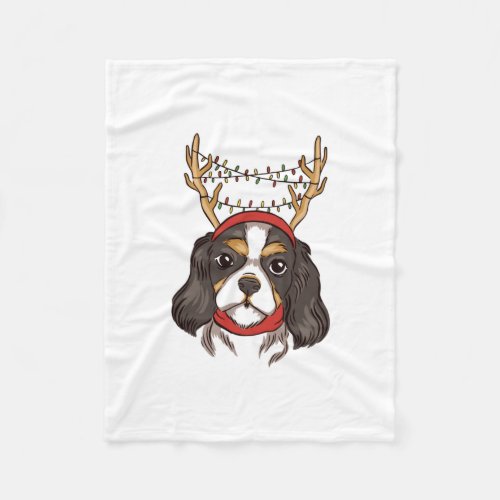 Reindeer Cavalier Dog Fleece Blanket