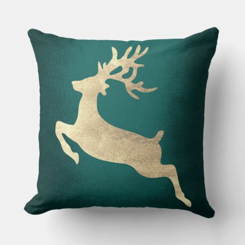 Reindeer Champaign Green Cali Greenery Woodland Throw Pillow