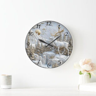 Reindeer Charm for Christmas Large Clock