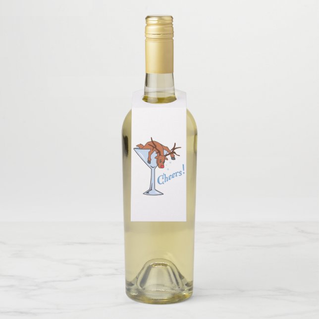 Reindeer Cheers Bottle Hanger Tag (On Bottle)