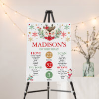 Reindeer Christmas 1st Birthday Milestone