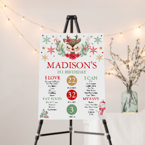 Reindeer Christmas 1st Birthday Milestone Foam Board