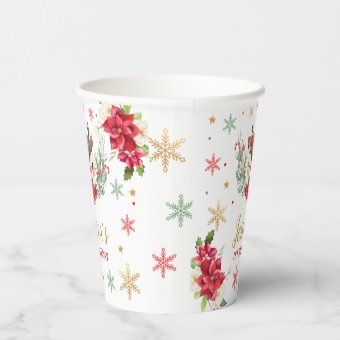 Reindeer Christmas 1st Birthday Red Winter Deer Paper Cups | Zazzle