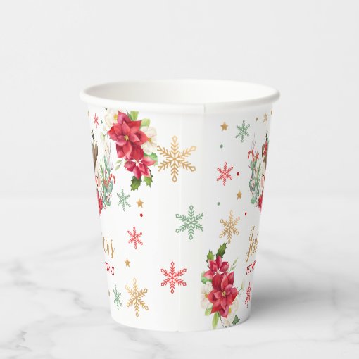 Reindeer Christmas 1st Birthday Red Winter Deer Paper Cups | Zazzle