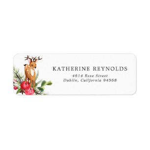 Reindeer Christmas Baby Return Address Label