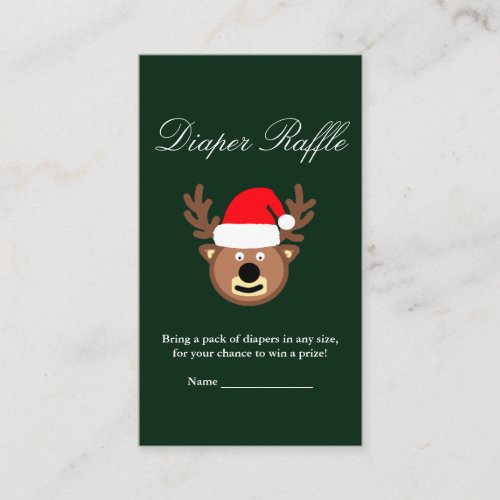 Reindeer Christmas Baby Shower Diaper Raffle Card