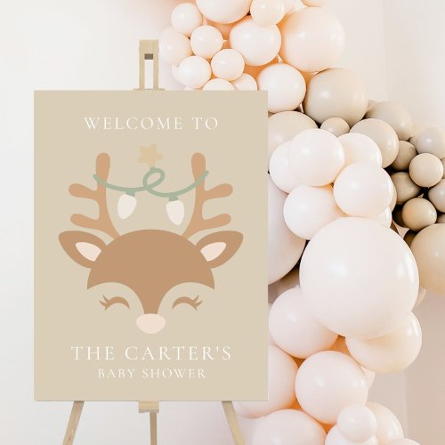 Reindeer Christmas Baby Shower Welcome Sign