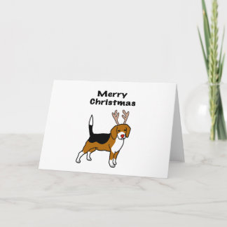 Reindeer Christmas Beagle Holiday Card