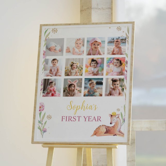 Reindeer Christmas Birthday Photo Milestone Poster (Creator Uploaded)