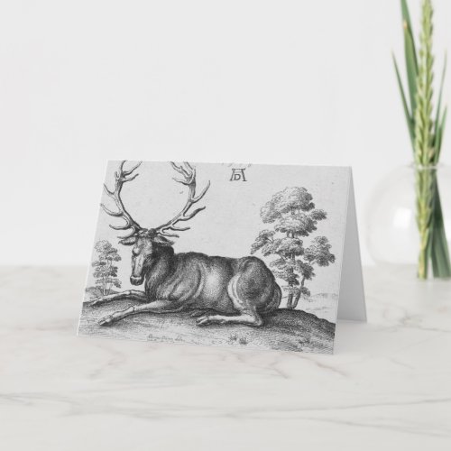 Reindeer Christmas Card Albrecht Durer Engraving