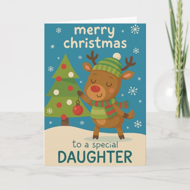 Reindeer Christmas Card for Daughter (Front)