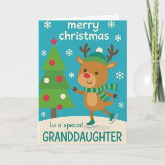 Reindeer Christmas Card for Granddaughter