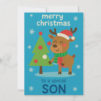 Reindeer Christmas Card for Son