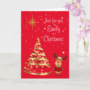 Reindeer Christmas Carol Singer Greeting Card