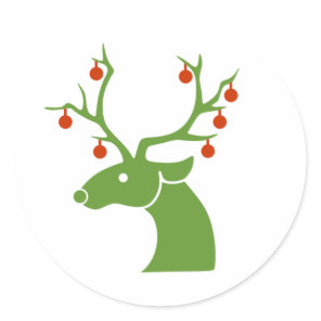 Reindeer Christmas Classic Round Sticker