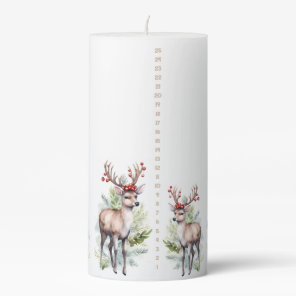 Reindeer Christmas Countdown Pillar Candle
