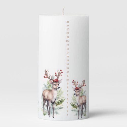 Reindeer Christmas Countdown Pillar Candle