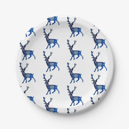 Reindeer Christmas Custom Paper Plates 7 in