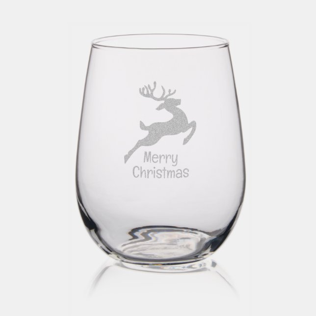 Reindeer Christmas Design Etched Glassware (Glassware)