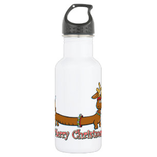 Reindeer Christmas Doxie Stainless Steel Water Bottle