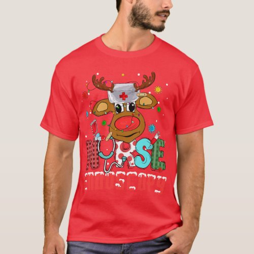 Reindeer Christmas Endoscopy Nurse Stethoscope Chr T_Shirt