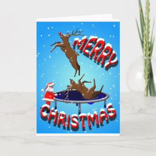 reindeer  christmas fun with santa holiday card