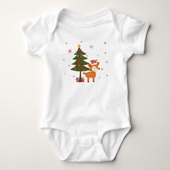 Reindeer Christmas ~ Holiday Baby Bodysuit (Front)