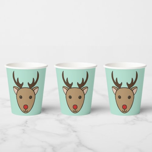 Reindeer Christmas Holiday Coffee Paper Cups 