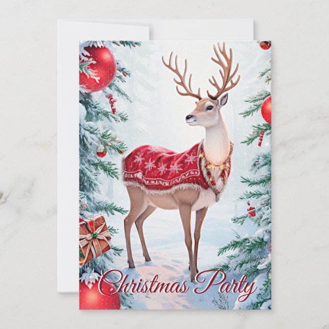 Reindeer Christmas Holiday Party Invitation (Front)