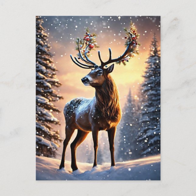 Reindeer Christmas Holiday Postcard (Front)