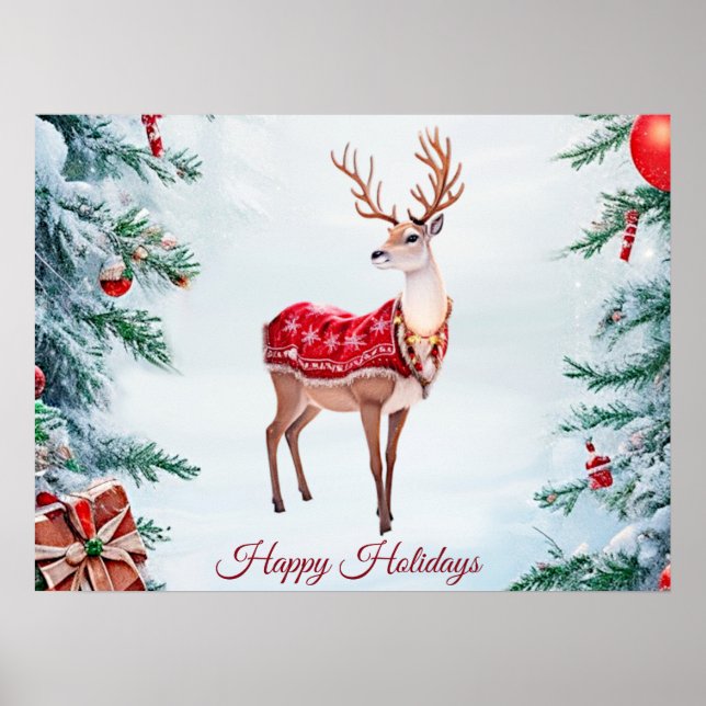 Reindeer Christmas Holiday Poster (Front)