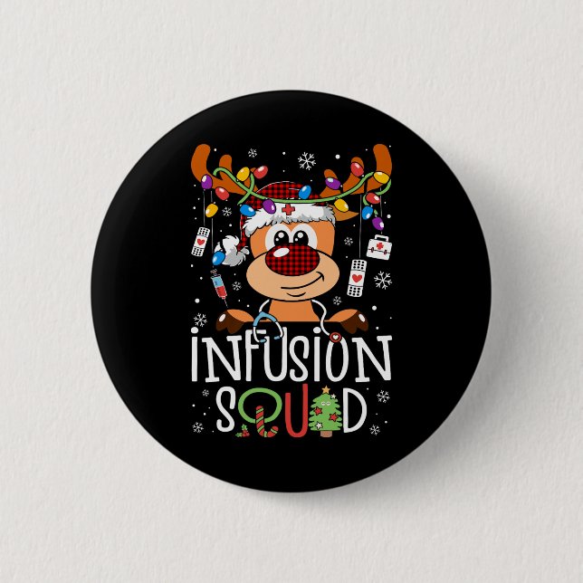 Reindeer christmas infusion nurse squad stethoscop button (Front)