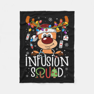 Reindeer christmas infusion nurse squad stethoscop fleece blanket